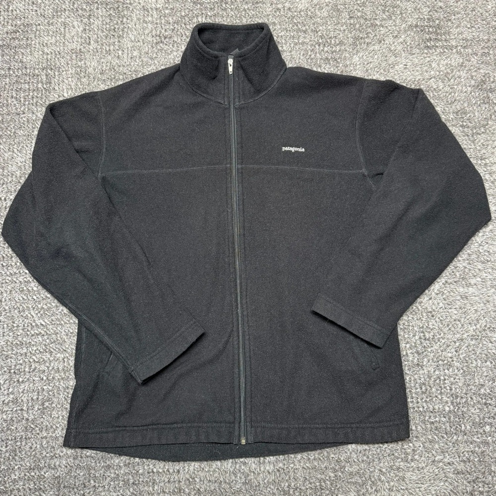 Vintage Patagonia Mens Fleece Jacket Full Zip Size M Black Outdoor Sweatshirt